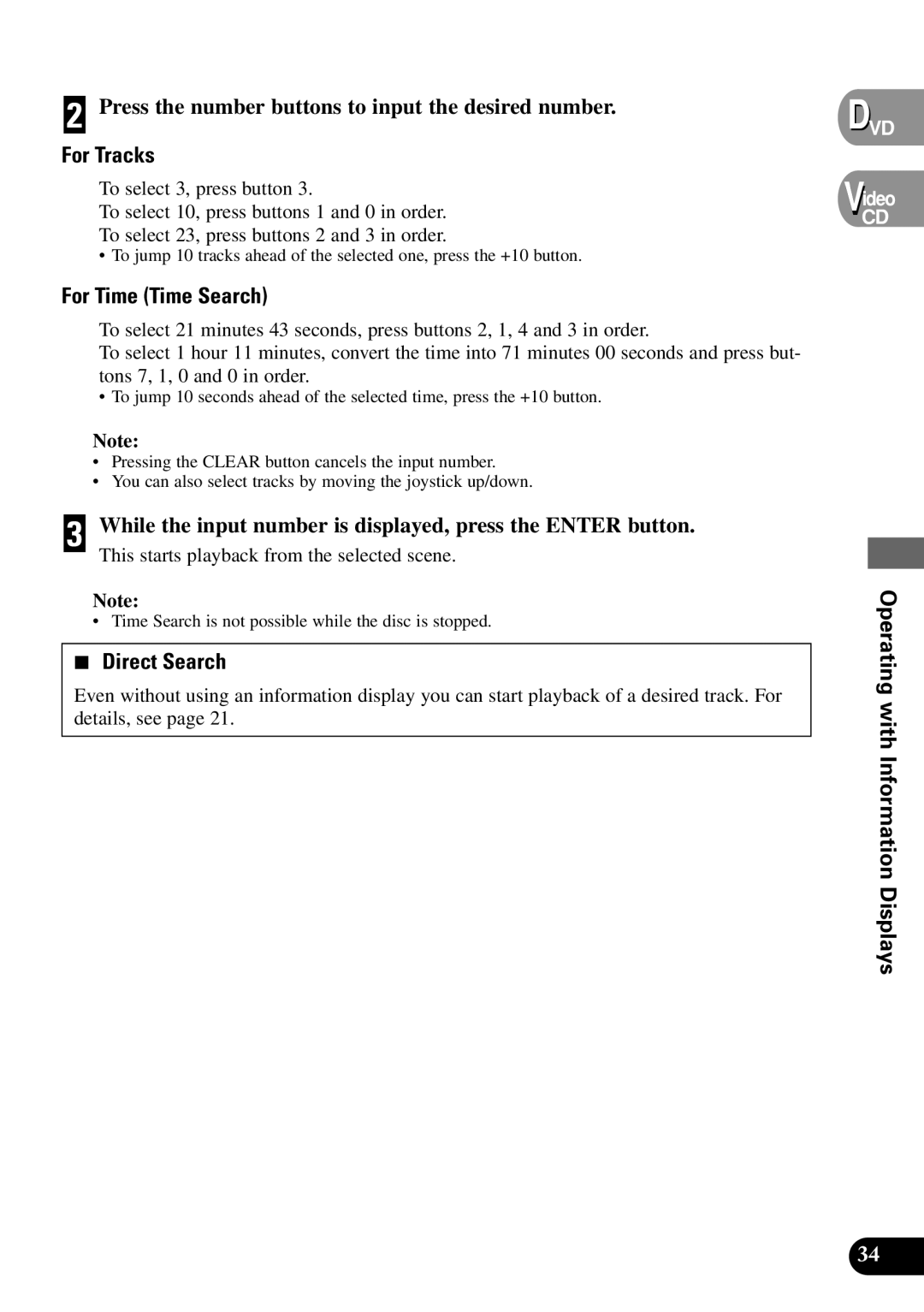 Pioneer XDV-P9 owner manual Press the number buttons to input the desired number, For Tracks 