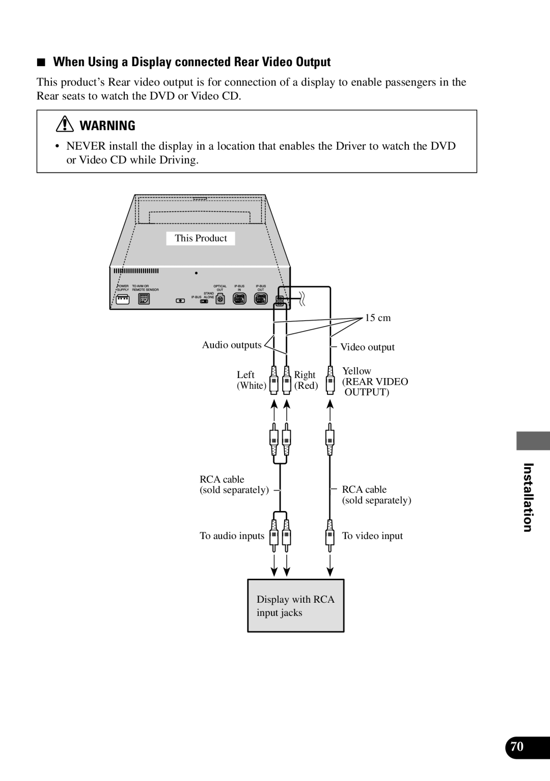 Pioneer XDV-P9 owner manual When Using a Display connected Rear Video Output 