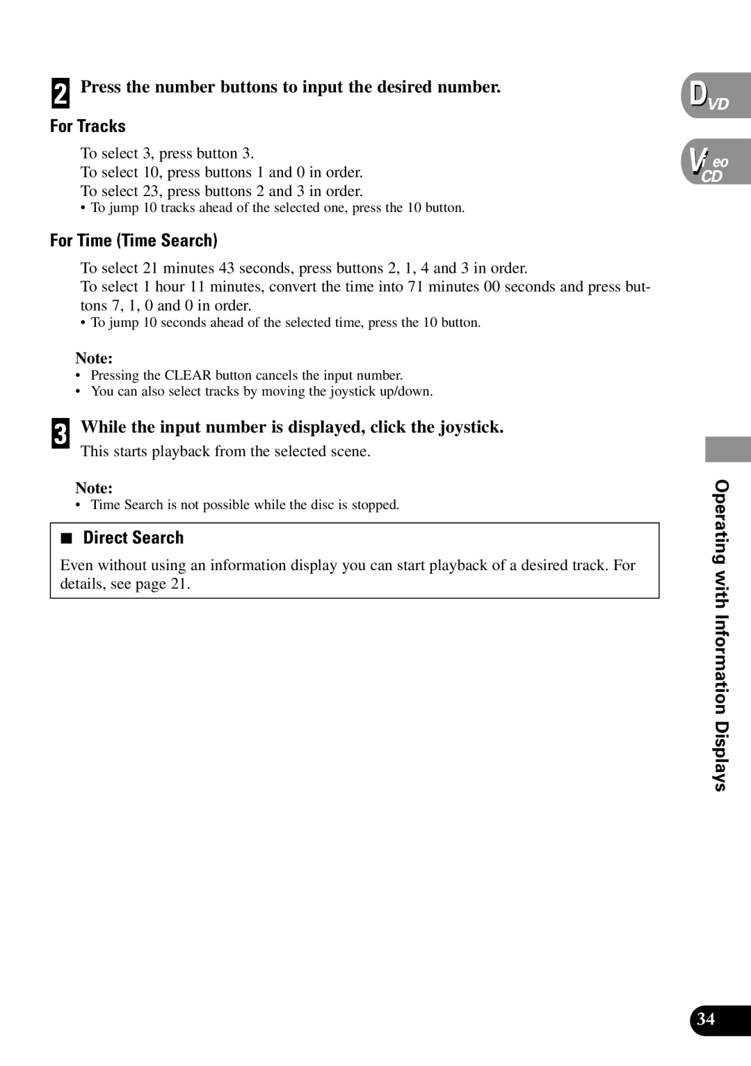 Pioneer XDV-P90 owner manual Press the number buttons to input the desired number, For Tracks 