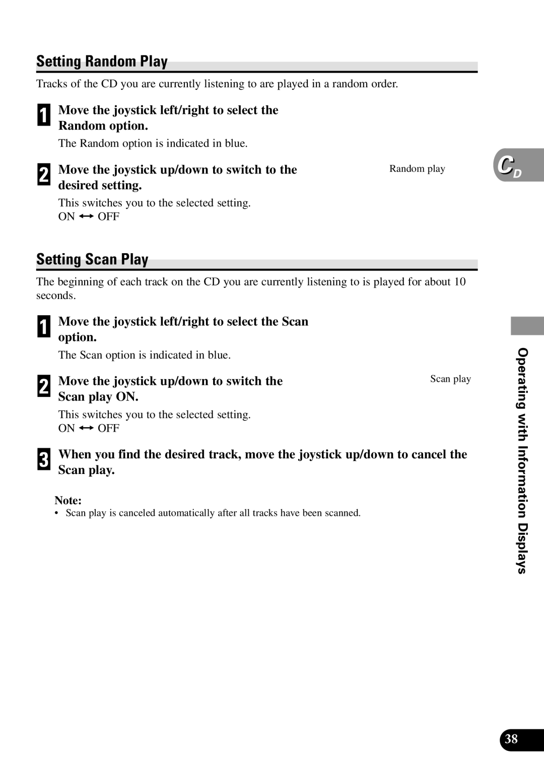 Pioneer XDV-P90 owner manual Setting Random Play, Setting Scan Play 