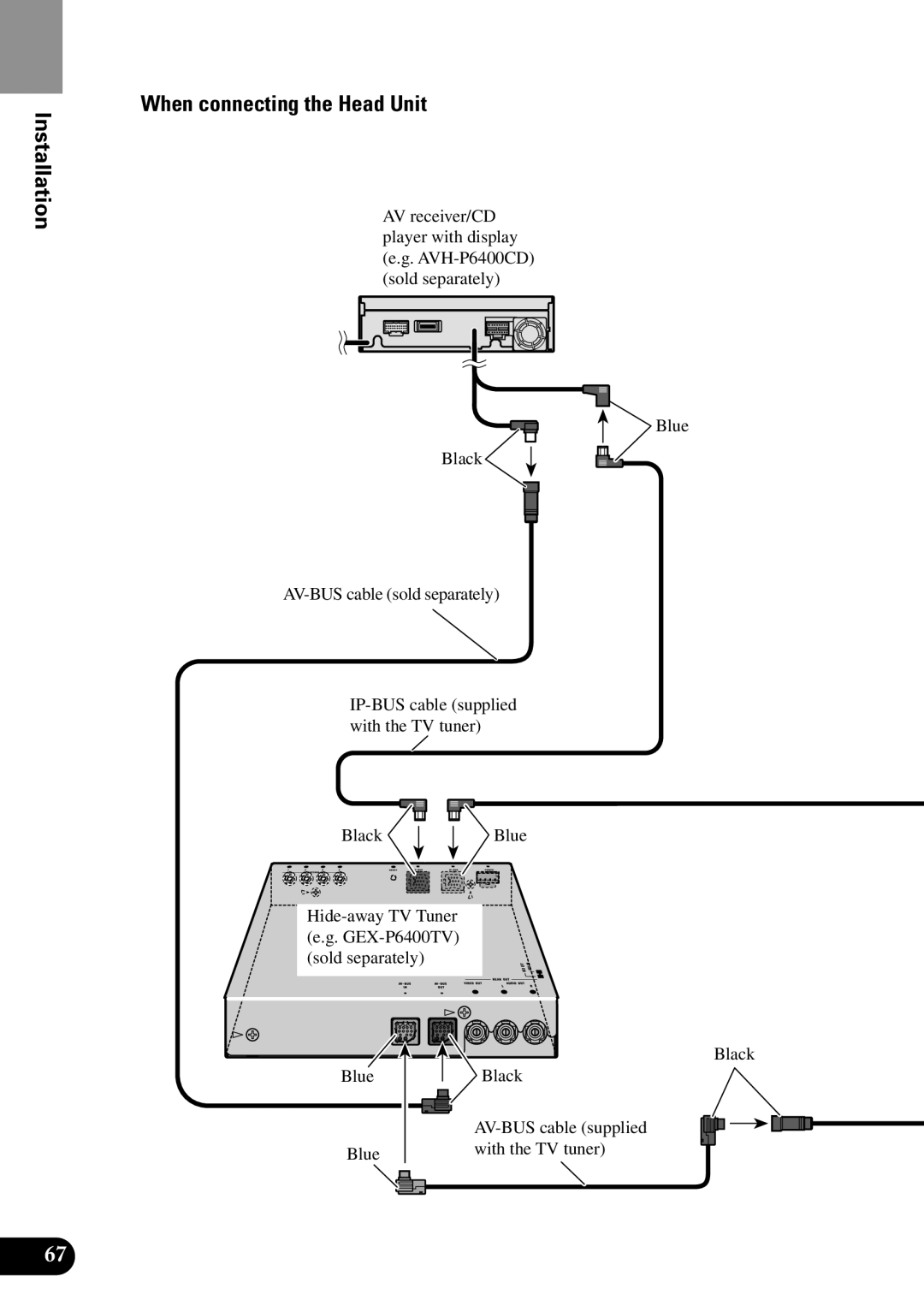 Pioneer XDV-P90 owner manual Installation When connecting the Head Unit 