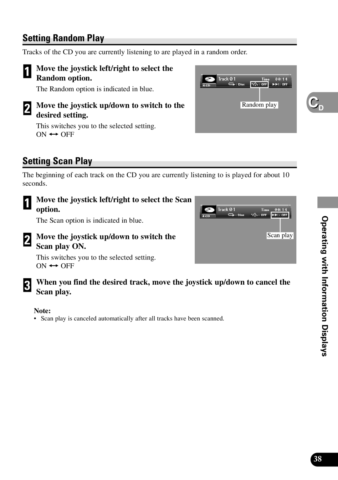 Pioneer XDV-P9II owner manual Setting Random Play, Setting Scan Play 