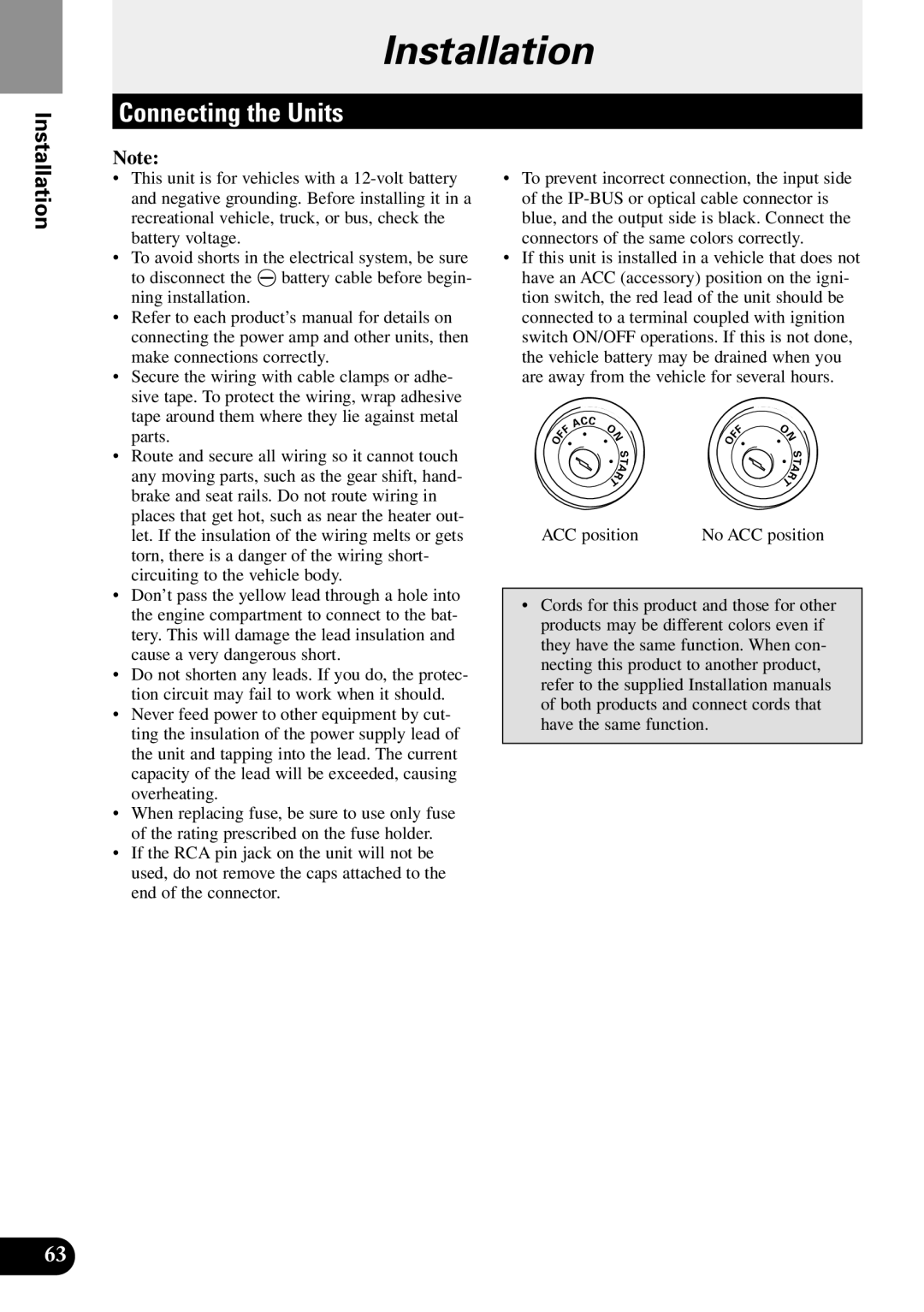 Pioneer XDV-P9II owner manual Installation, Connecting the Units 