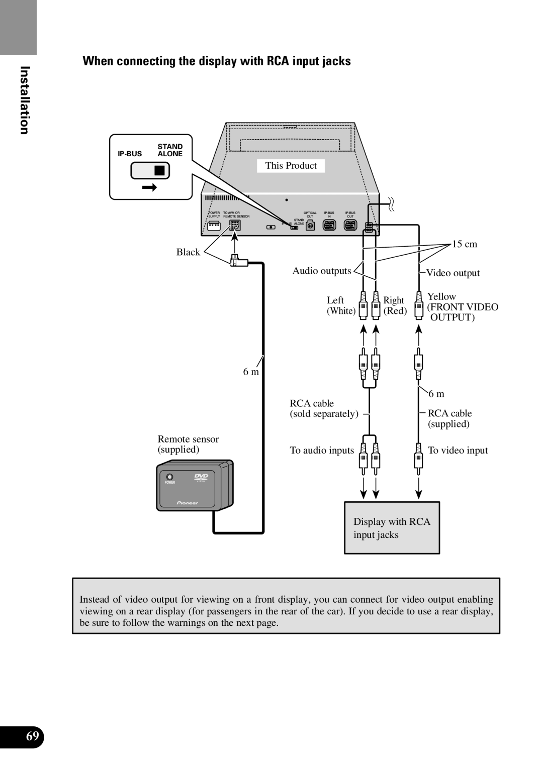 Pioneer XDV-P9II owner manual Connecting a rear display 