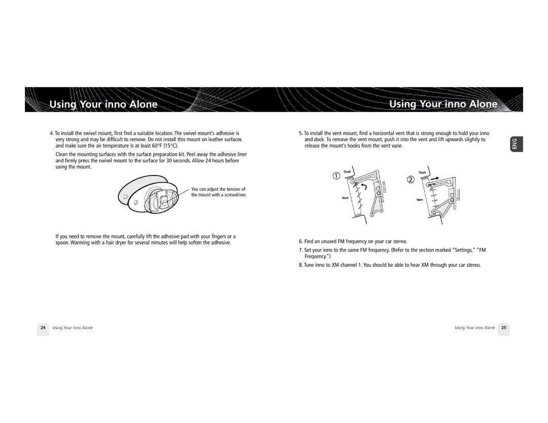 Pioneer XM2GO manual You can adjust the tension Mount with a screwdriver 