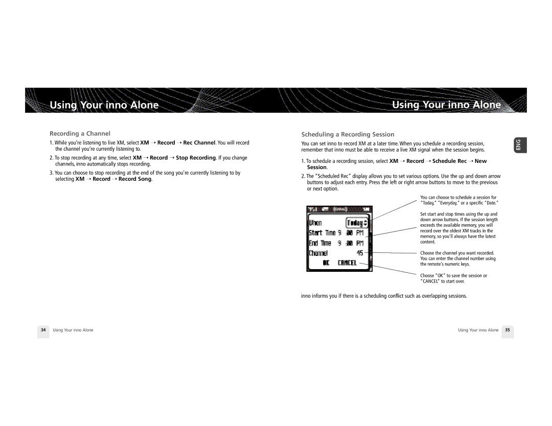 Pioneer XM2GO manual Recording a Channel, Scheduling a Recording Session 