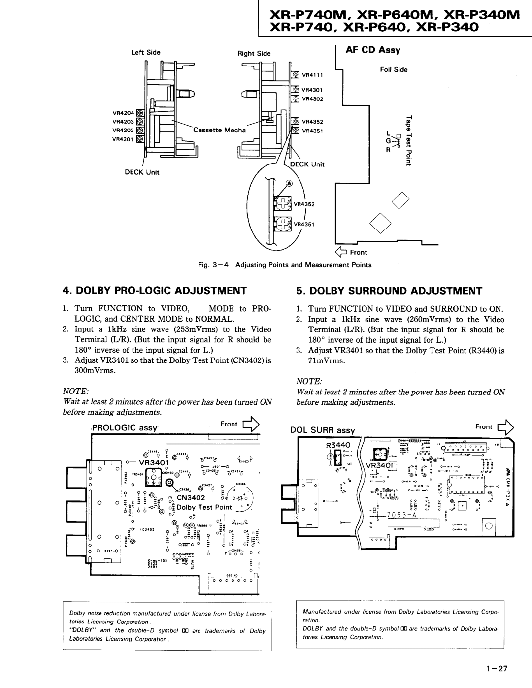 Pioneer XR-P340M, XR-P640M, XR-P740M service manual XR-P74o/M, XR-P64M, XR-P34M xR-P7 4o,XR-P6,40,XR-P340, Front 