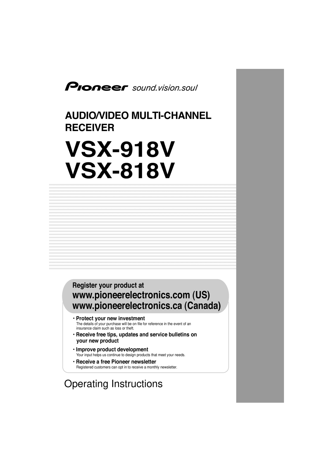 Pioneer XRB3089-A manual VSX-918V VSX-818V 