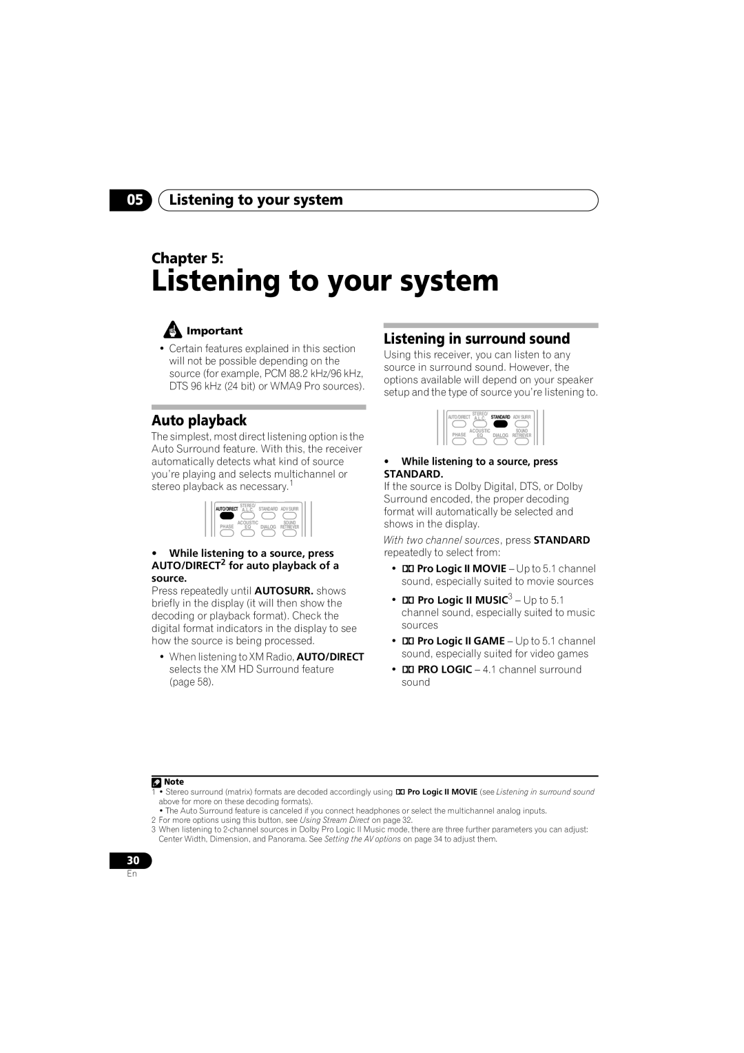 Pioneer XRB3089-A manual Listening to your system Chapter, Auto playback, Listening in surround sound 