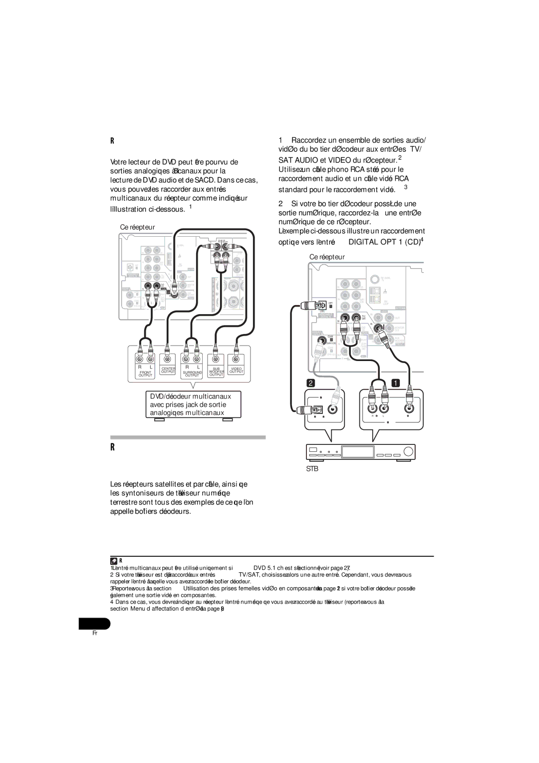 Pioneer XRE3138-A manual Décodeur numérique, Raccordement d’un récepteur satellite ou d’un boîtier 