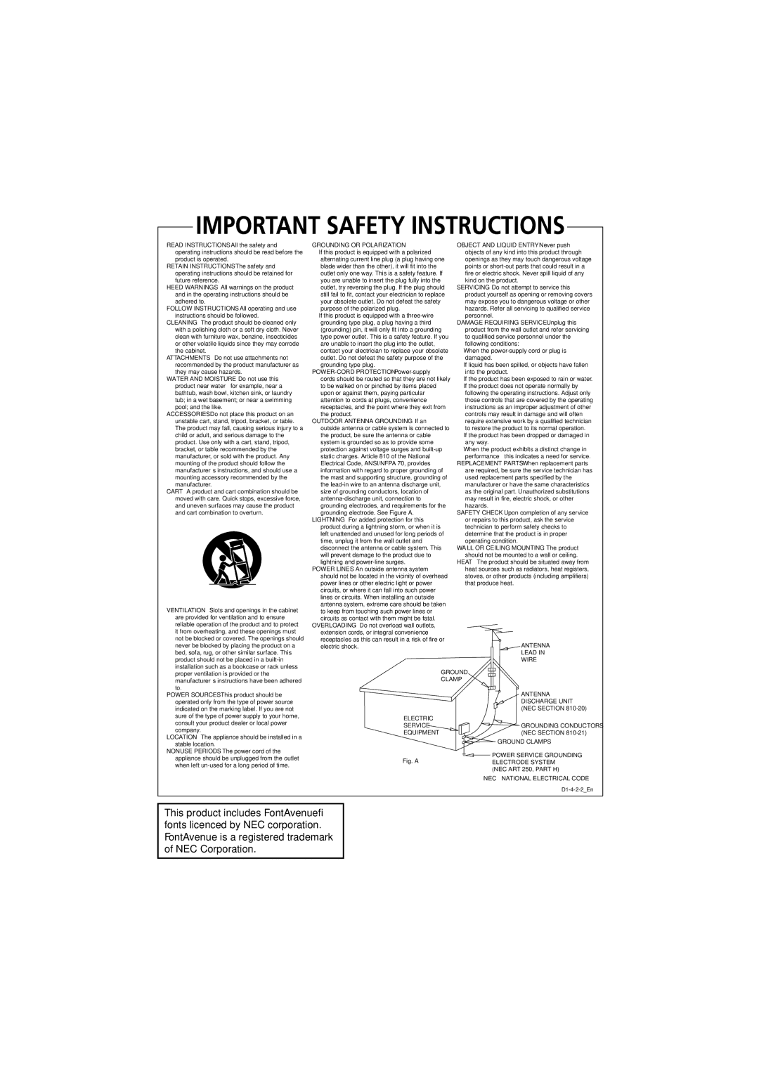 Pioneer XV-DV250 operating instructions Grounding or Polarization 