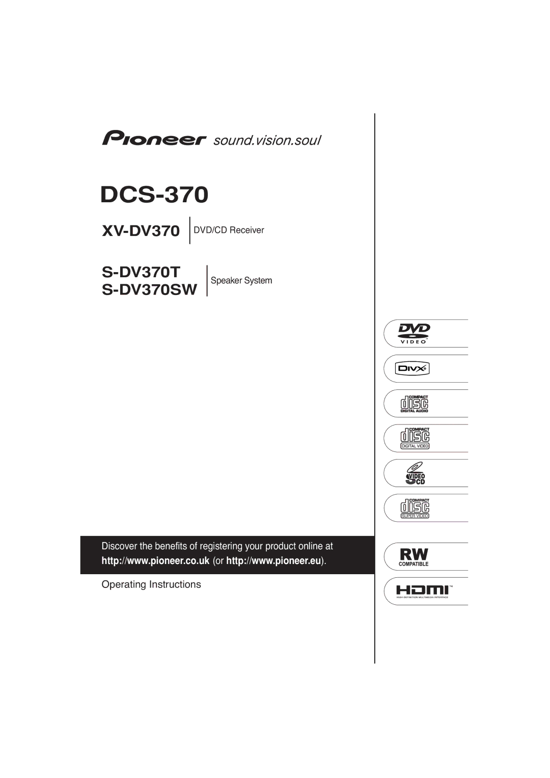 Pioneer DCS-370, XV-DV370 manual 