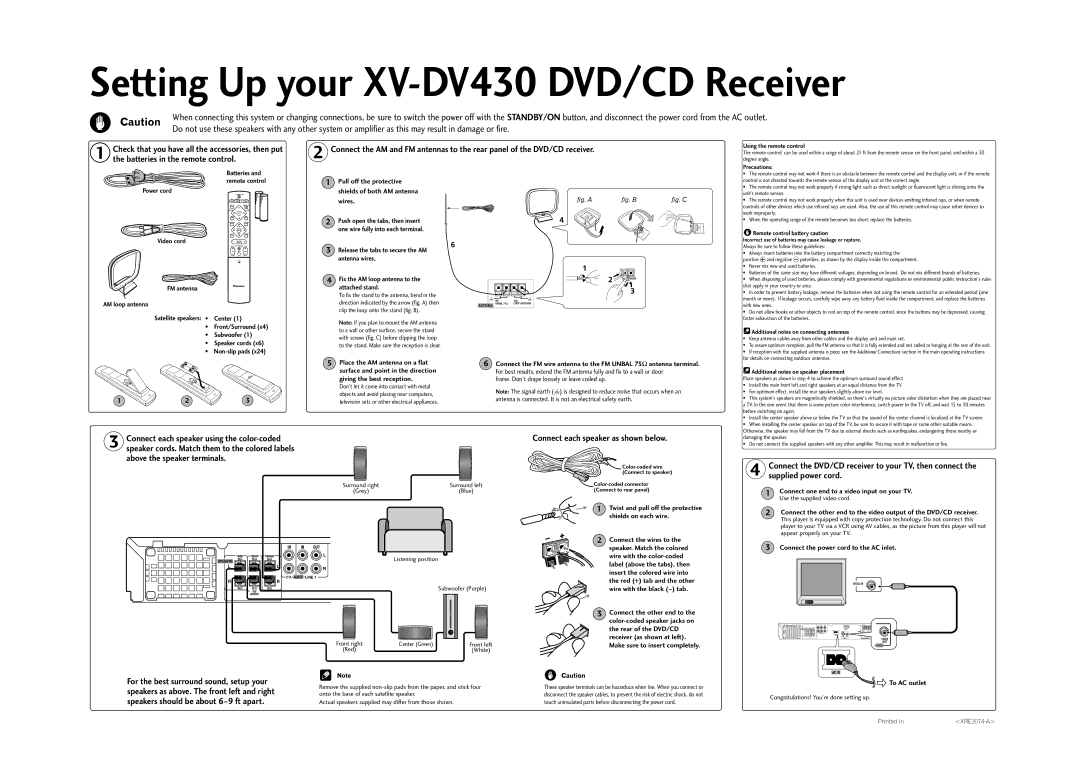 Pioneer XV-DV430 operating instructions Pull off the protective shields of both AM antenna wires, Shields on each wire 