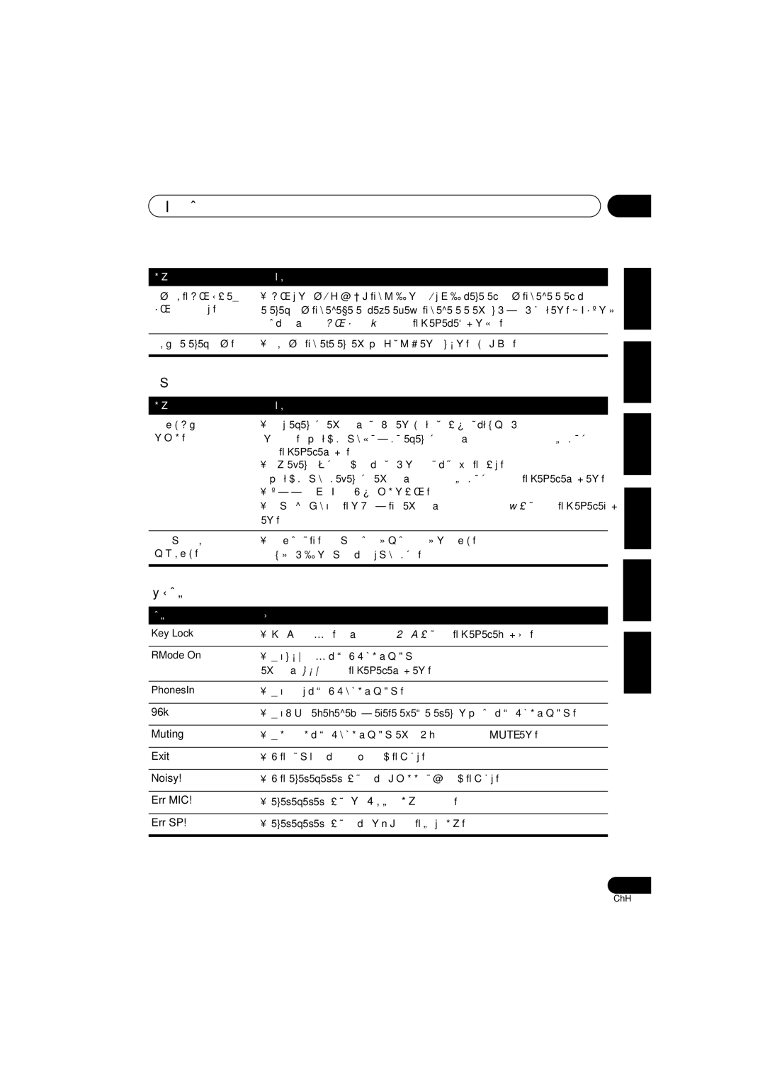 Pioneer S-DV434SW, XV-DV434, S-DV333, S-DV434ST, XV-DV333 manual 調諧器, 錯誤訊息 