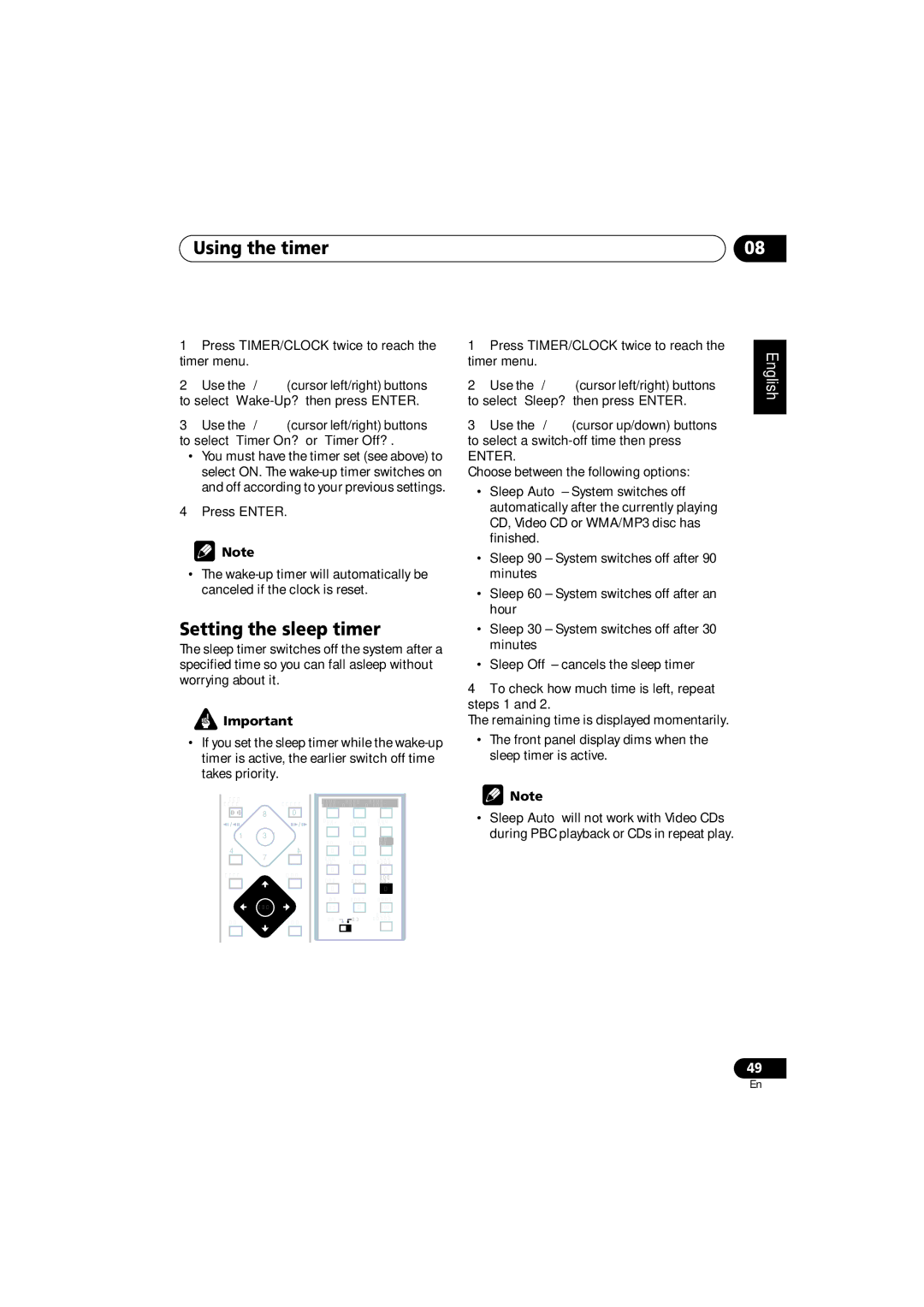 Pioneer XW-DV525, XV-DV525, S-DV525, XW-DV1WS manual Using the timer, Setting the sleep timer 