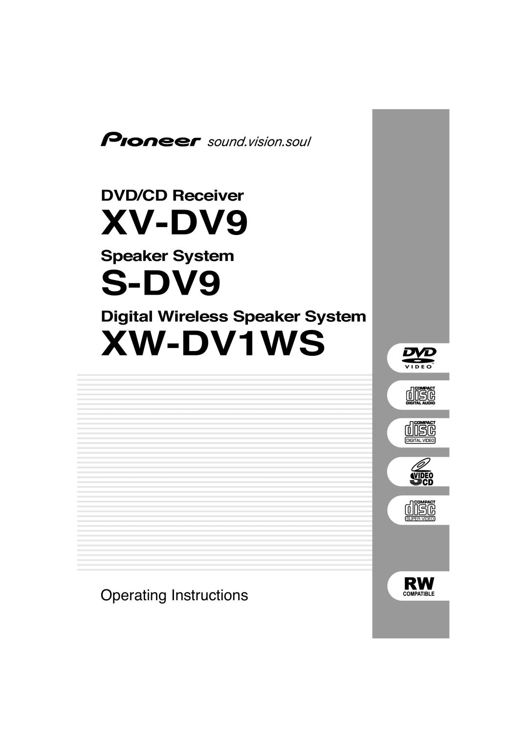 Pioneer S-DV9 manual XV-DV9 