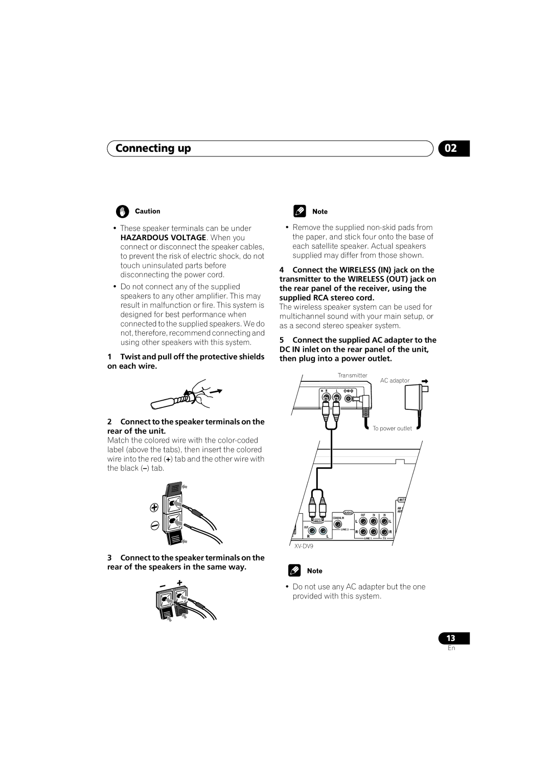 Pioneer S-DV9, XV-DV9 manual Connecting up 