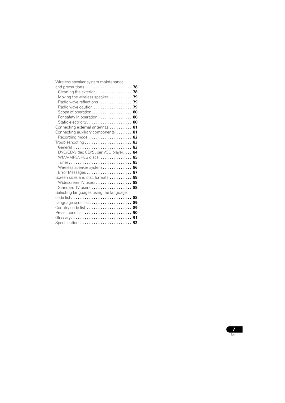 Pioneer S-DV9, XV-DV9 manual Recording mode Troubleshooting General, Widescreen TV users Standard TV users 