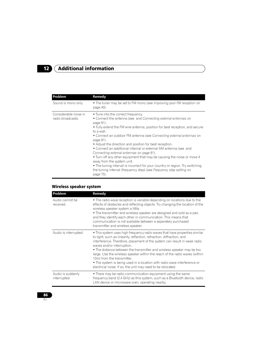 Pioneer XV-DV9, S-DV9 manual Wireless speaker system, Connecting external antennas on 