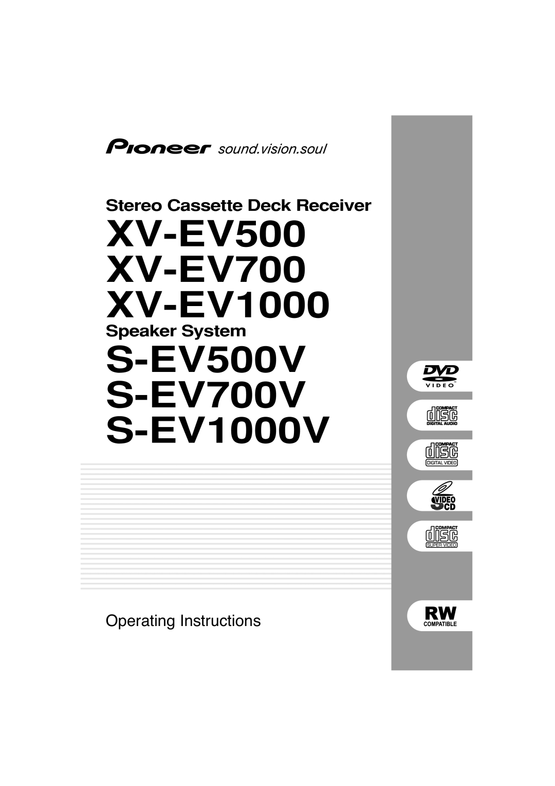 Pioneer S-EV500V, S-EV700V, S-EV1000V operating instructions XV-EV500XV-EV700XV-EV1000 