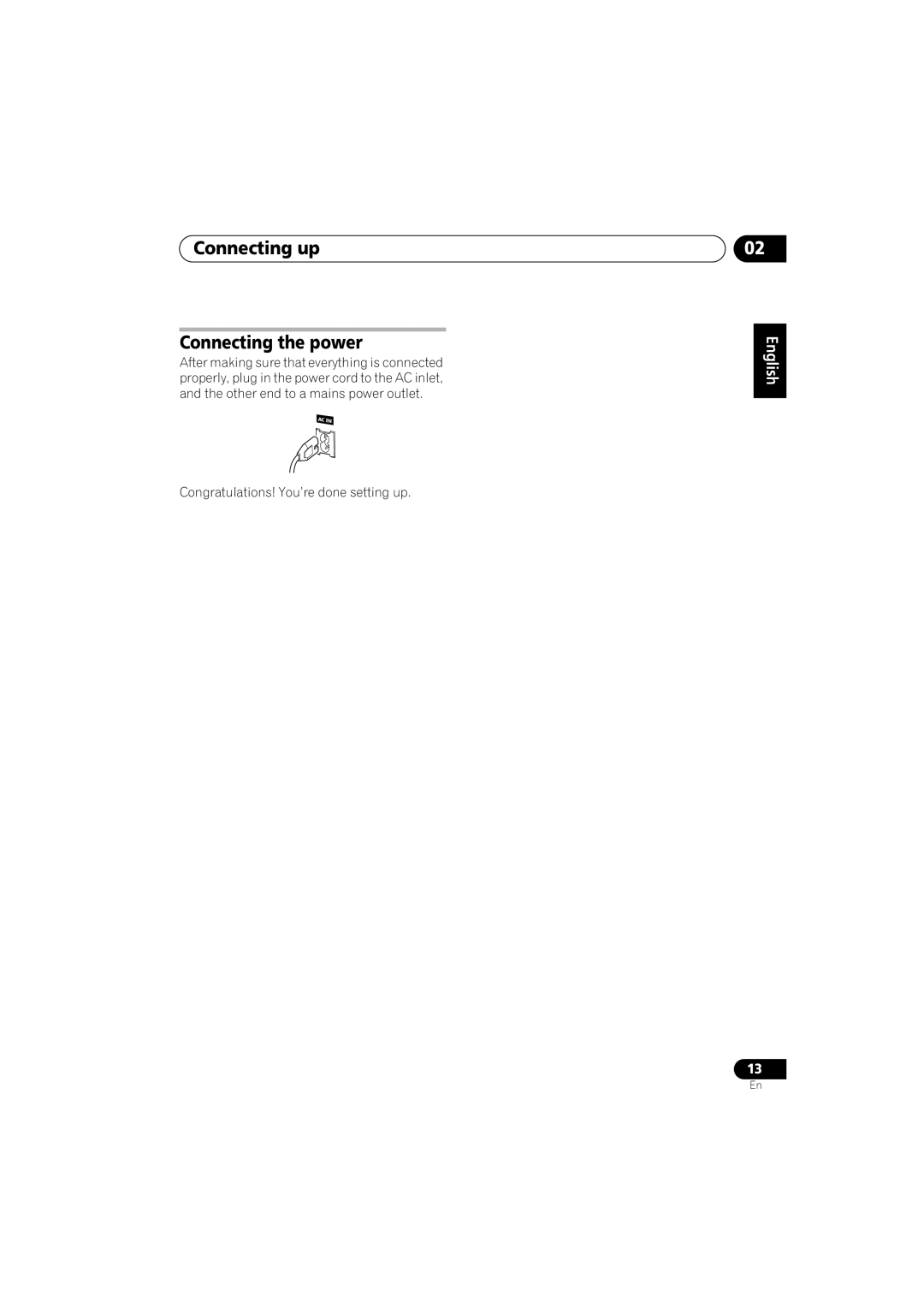 Pioneer XV-EV1000, XV-EV700, S-EV500V, S-EV700V, S-EV1000V, XV-EV500 operating instructions Connecting up Connecting the power 