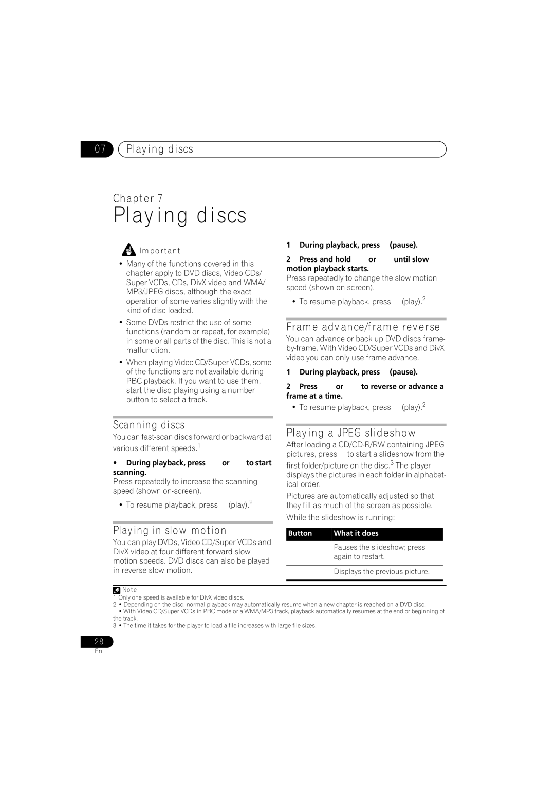 Pioneer S-EV1000V, XV-EV700, XV-EV1000, S-EV500V, S-EV700V, XV-EV500 operating instructions Playing discs 