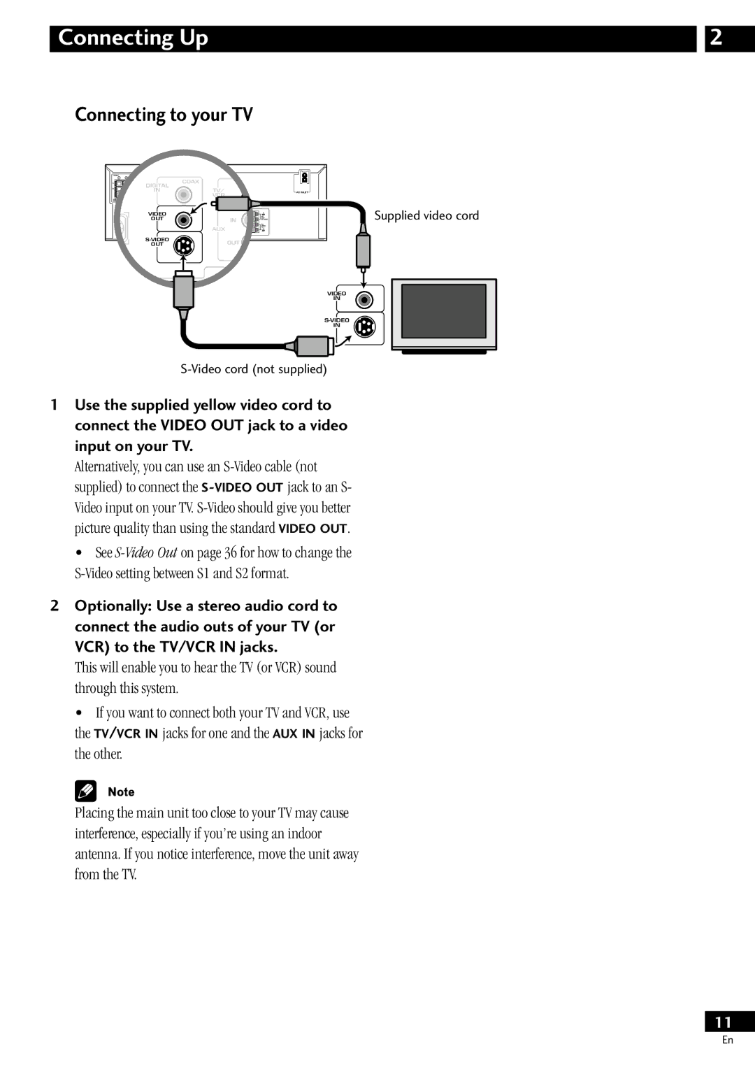 Pioneer S-HTD510, XV-HTD510 operating instructions Connecting to your TV, Video cord not supplied 