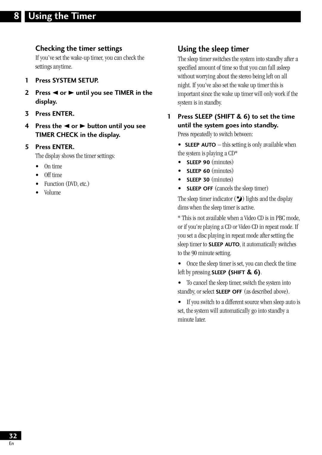 Pioneer XV-HTD510, S-HTD510 operating instructions Using the sleep timer, Checking the timer settings 