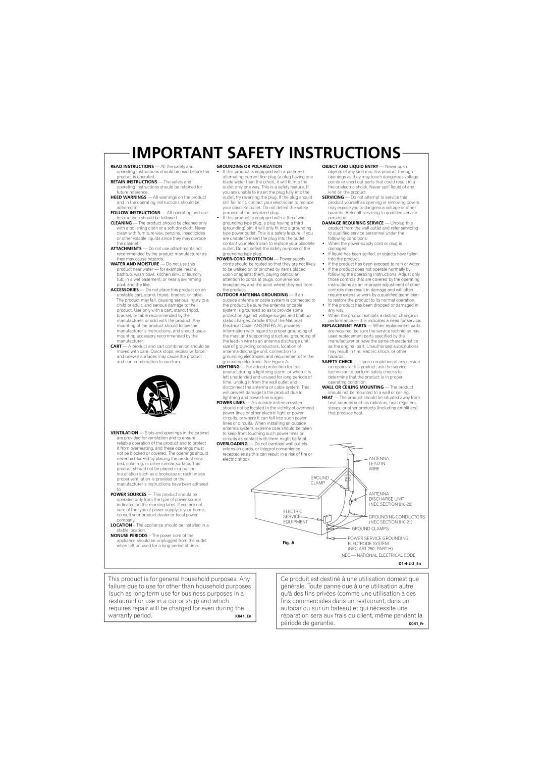 Pioneer XW-HT1 manual Important Safety Instructions 