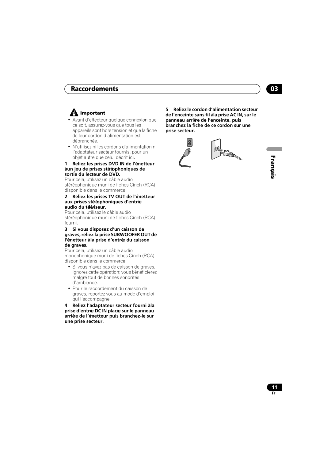 Pioneer XW-HT1 manual Raccordements 