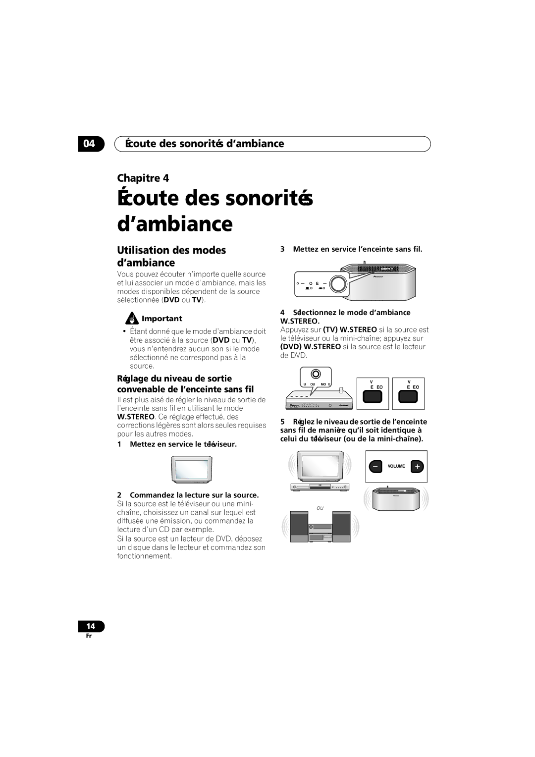 Pioneer XW-HT1 manual 04 Écoute des sonorités d’ambiance Chapitre, Utilisation des modes d’ambiance 