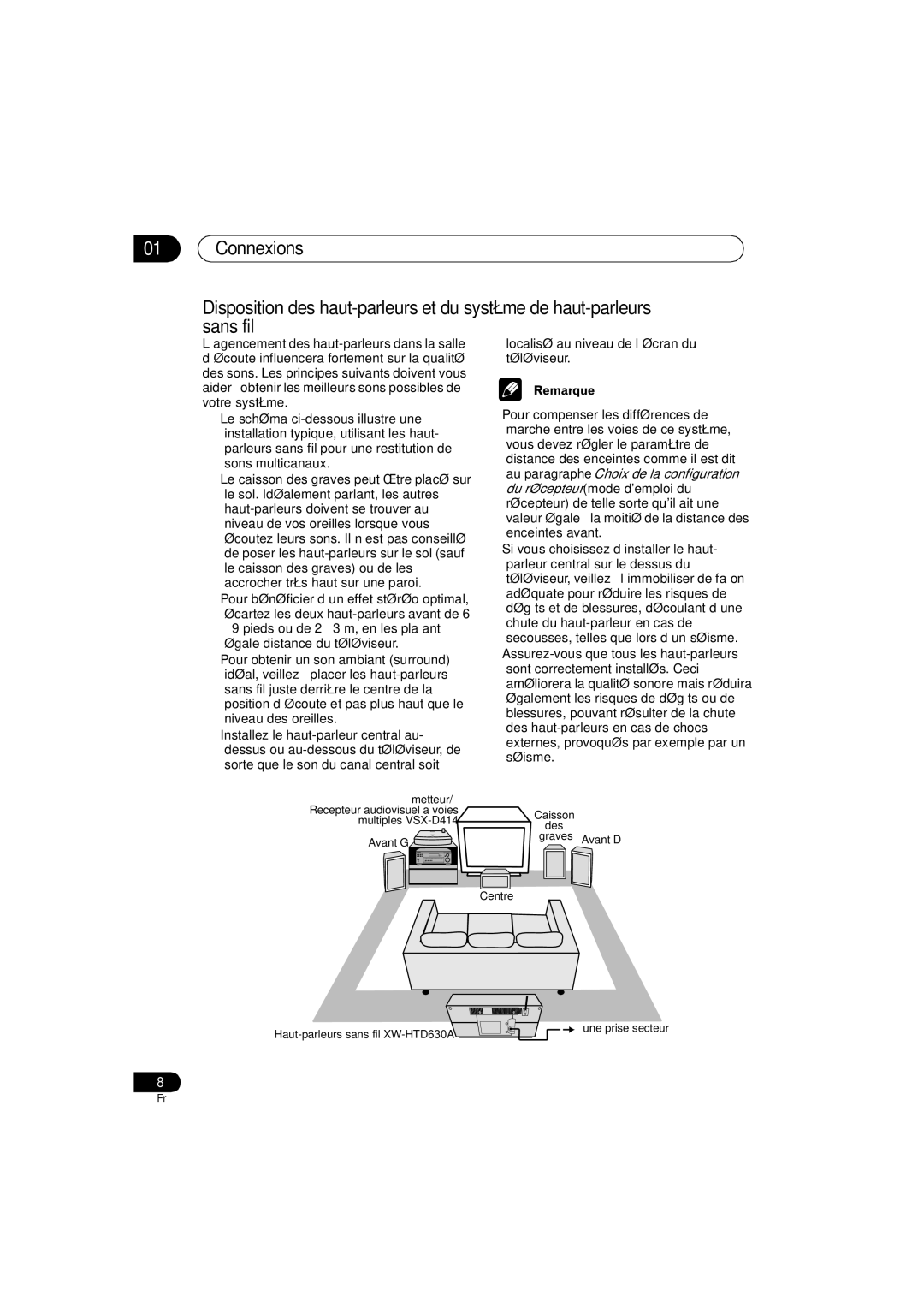 Pioneer XW-HTD630A manual Connexions, Sans fil 