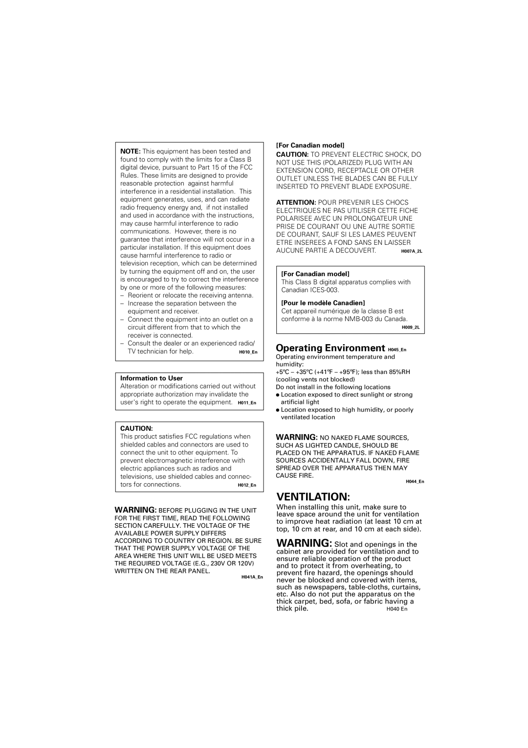 Pioneer XW-HTD630A manual Ventilation 