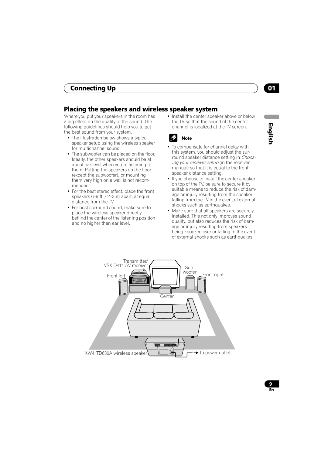 Pioneer XW-HTD630A manual Suitable means to reduce the risk of dam, Front left, Front right, Center 