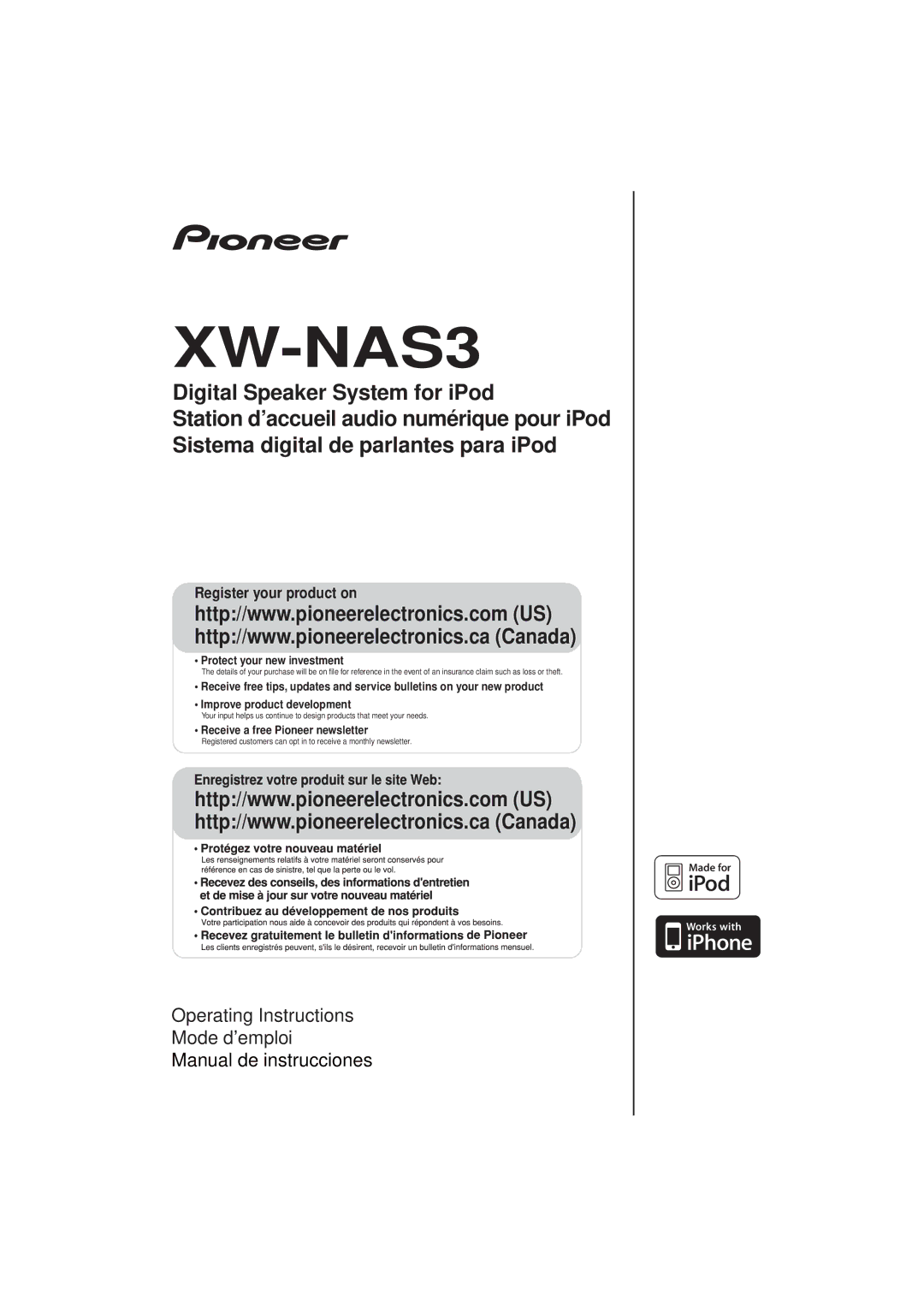 Pioneer XW-NAS3 operating instructions 