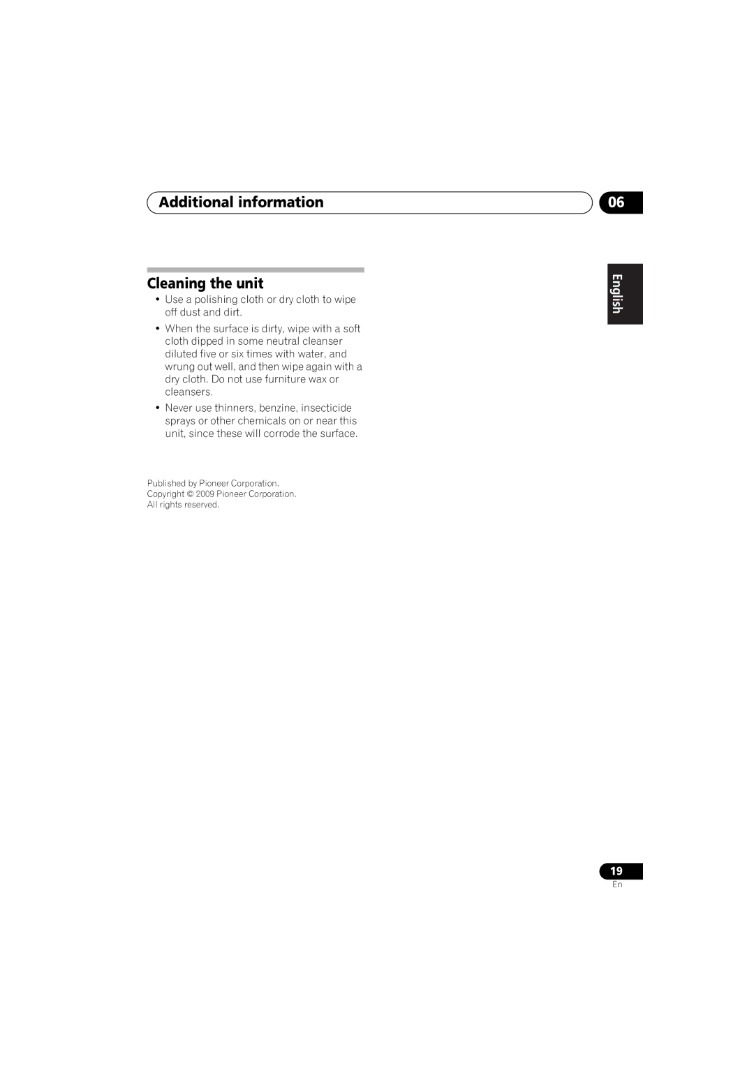 Pioneer XW-NAS3 operating instructions Additional information Cleaning the unit 