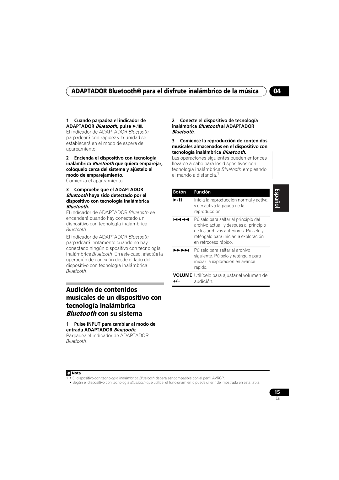 Pioneer XW-NAS3 operating instructions Comienza el apareamiento 