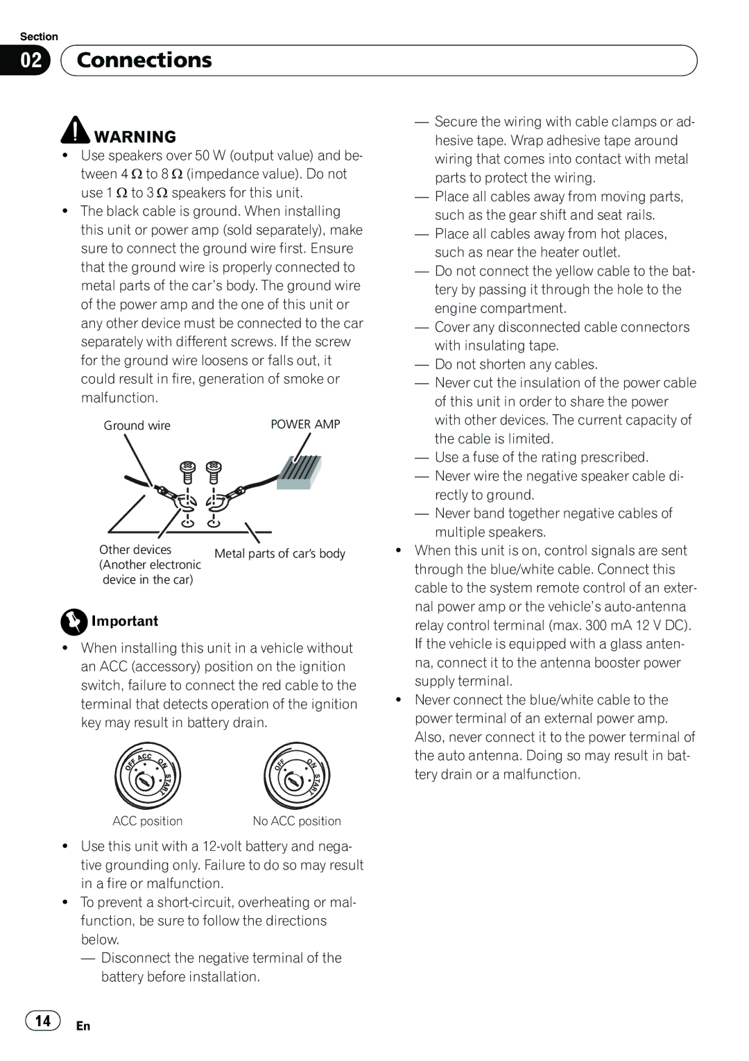 Pioneer YRD5301BS, DEH-2200UB owner manual Connections 