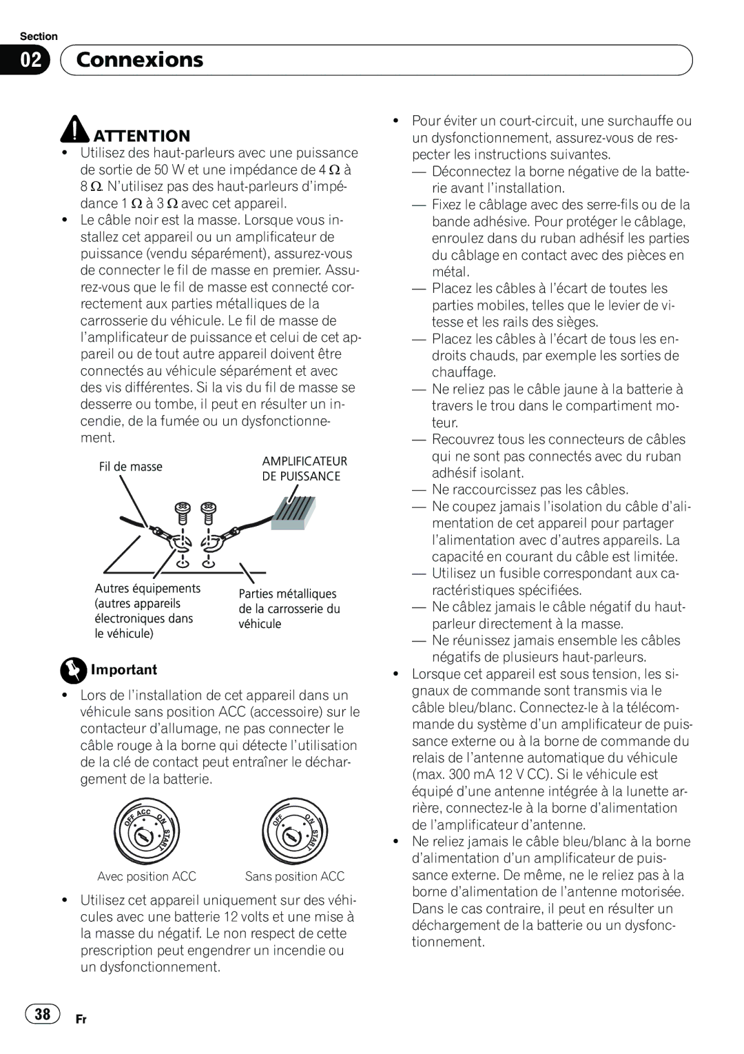 Pioneer YRD5301BS, DEH-2200UB owner manual Connexions 