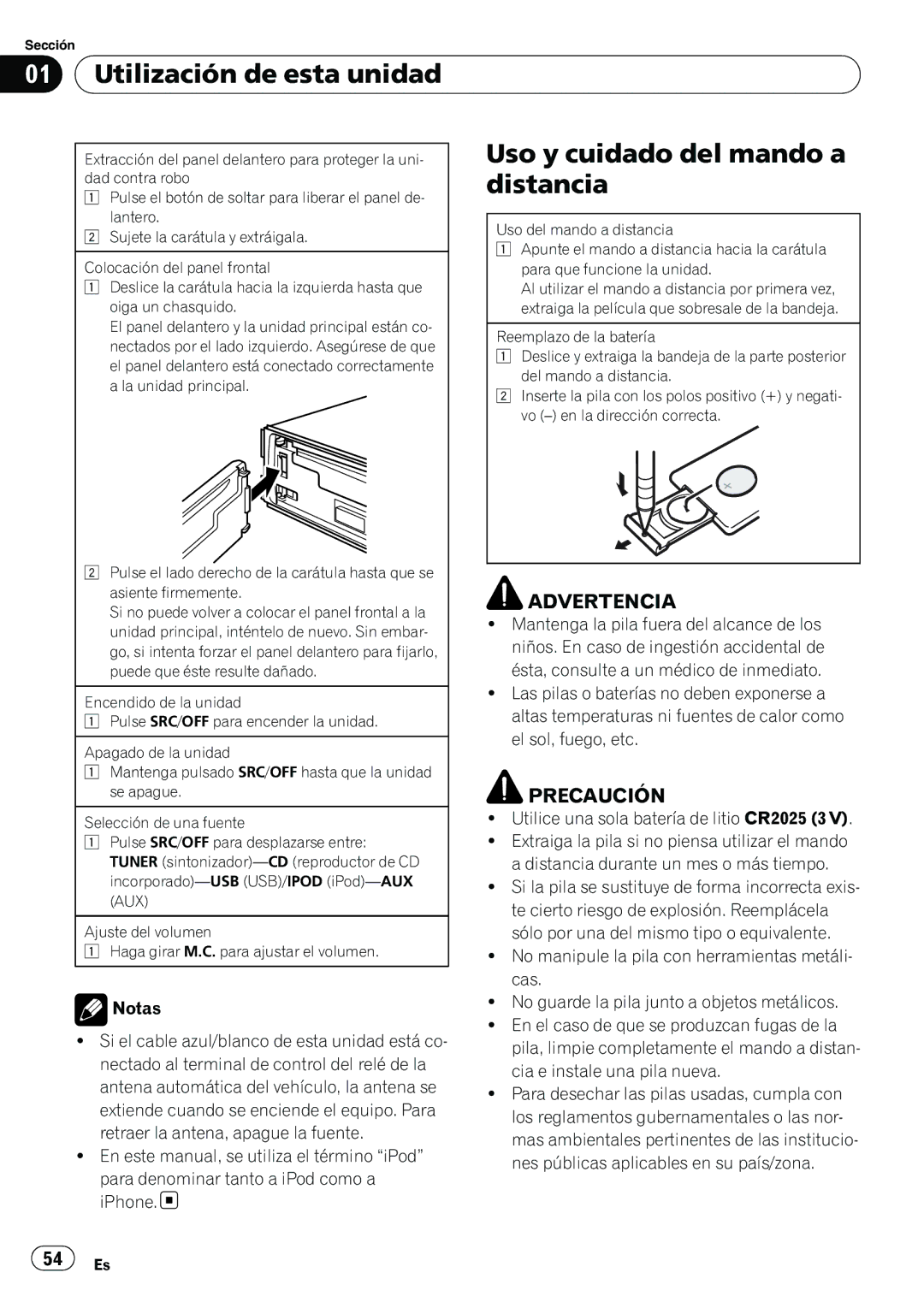 Pioneer YRD5301BS, DEH-2200UB owner manual Utilización de esta unidad Uso y cuidado del mando a, Distancia 