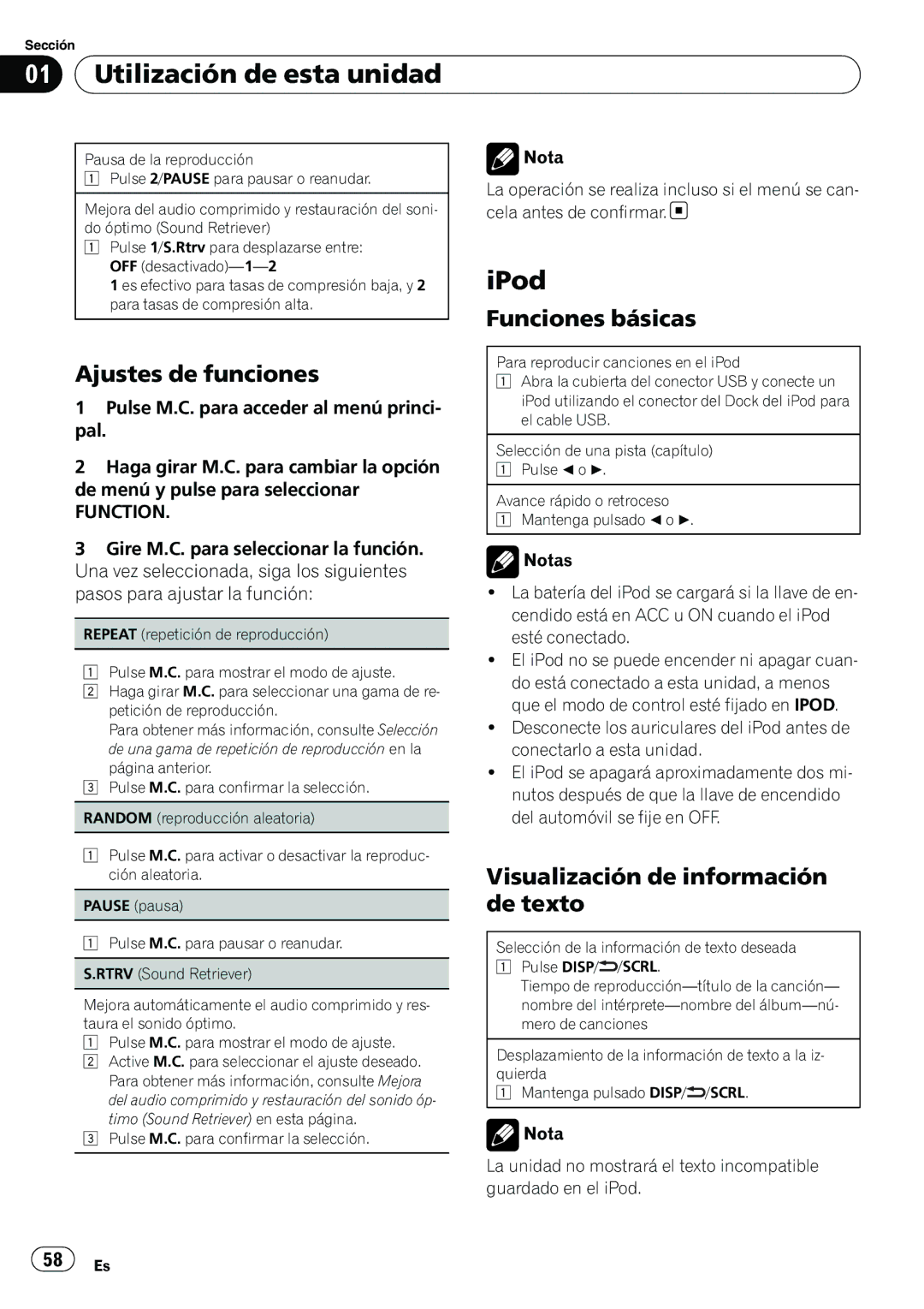 Pioneer YRD5301BS, DEH-2200UB owner manual 58 Es 