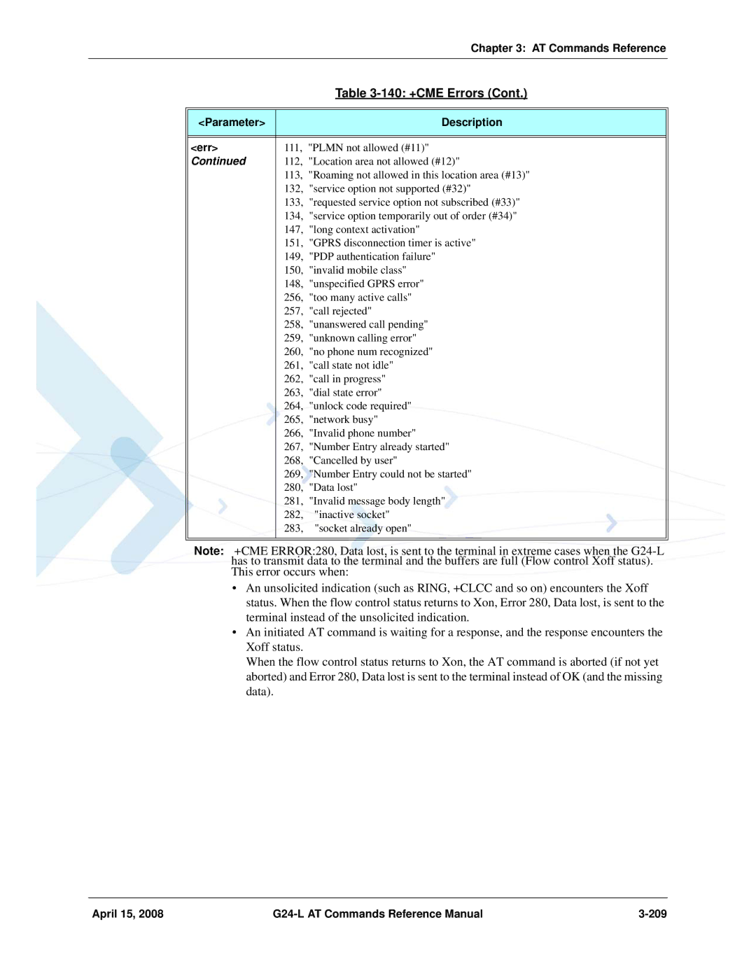 PIONEERPOS G24-LC manual April 15 G24-L AT Commands Reference Manual 209 