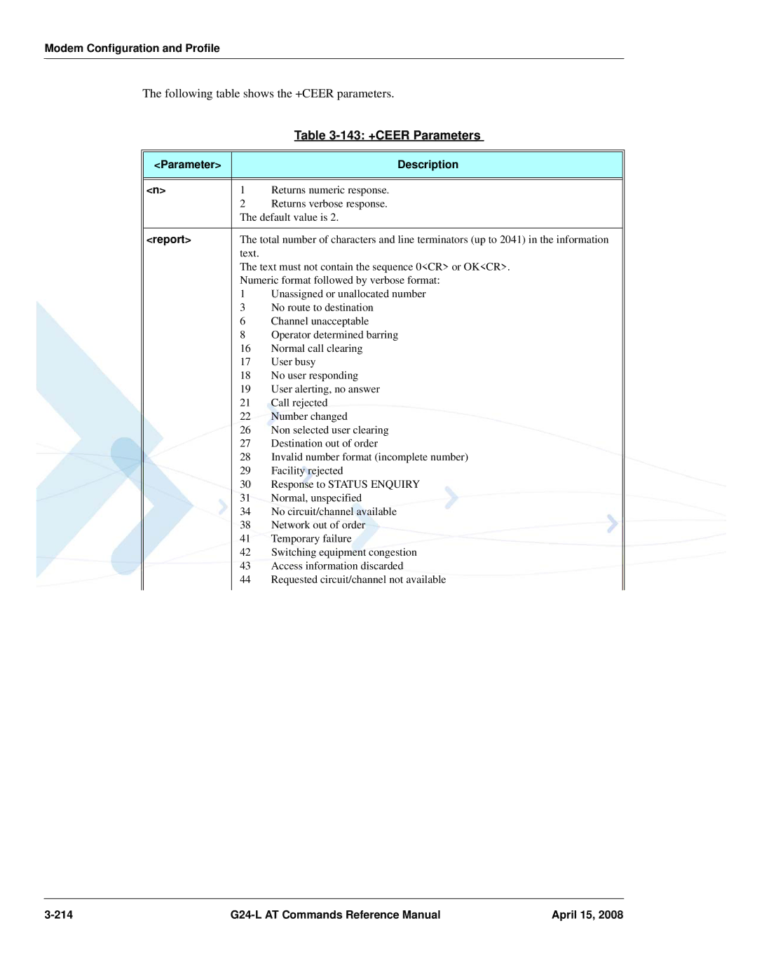 PIONEERPOS G24-LC manual 143 +CEER Parameters, Parameter Description 