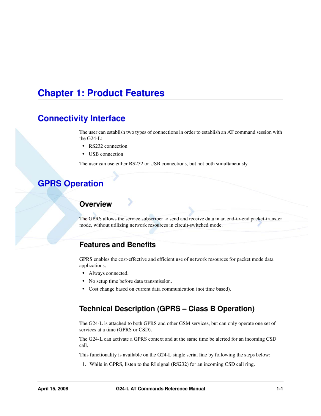 PIONEERPOS G24-LC manual Connectivity Interface, Gprs Operation, Overview, Features and Benefits 