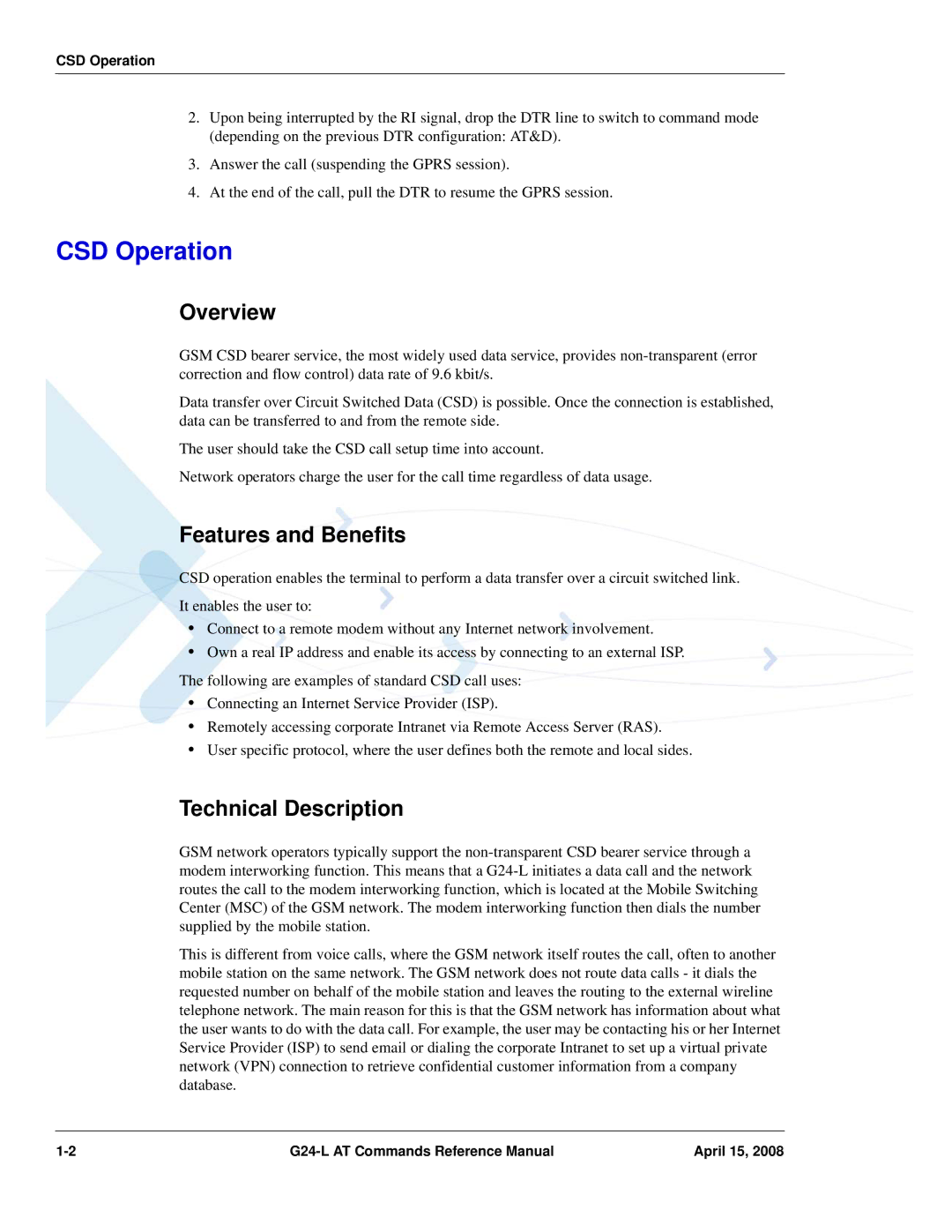 PIONEERPOS G24-LC manual CSD Operation, Technical Description 