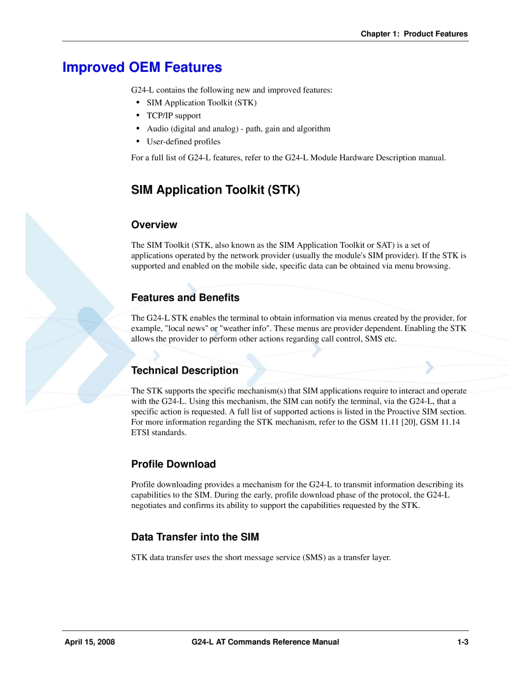 PIONEERPOS G24-LC manual Improved OEM Features, SIM Application Toolkit STK 