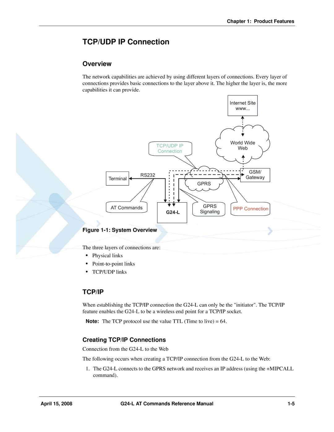 PIONEERPOS G24-LC manual TCP/UDP IP Connection, System Overview 