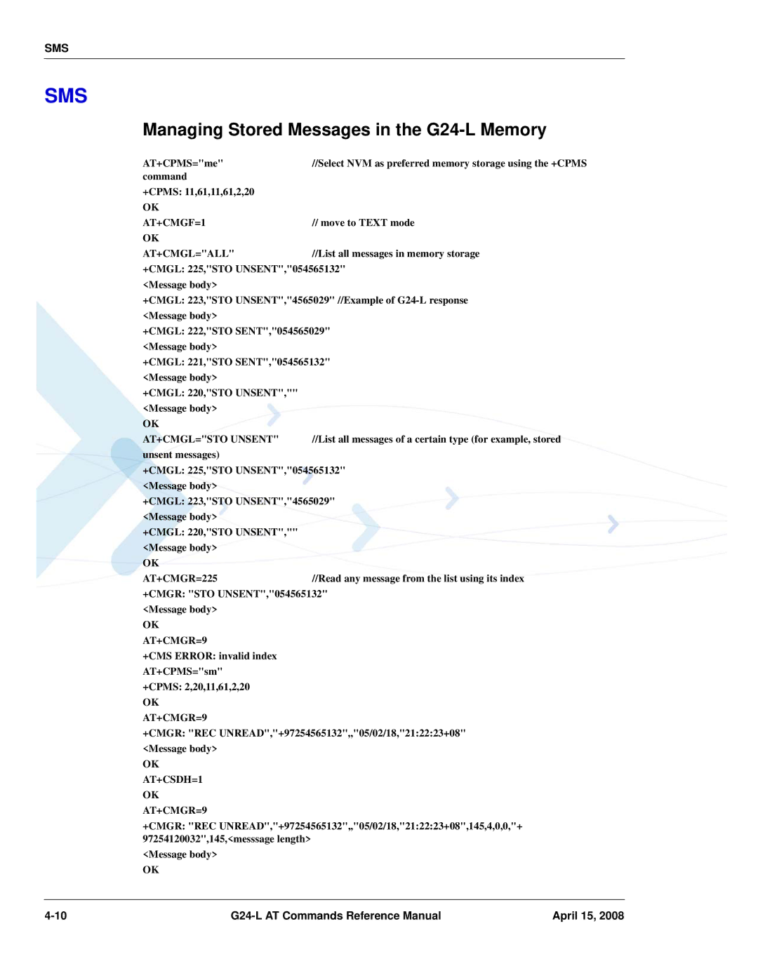 PIONEERPOS G24-LC manual Managing Stored Messages in the G24-L Memory 