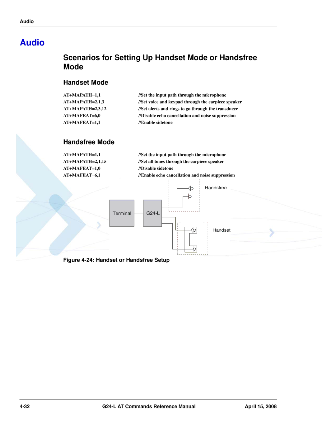 PIONEERPOS G24-LC manual Scenarios for Setting Up Handset Mode or Handsfree Mode 