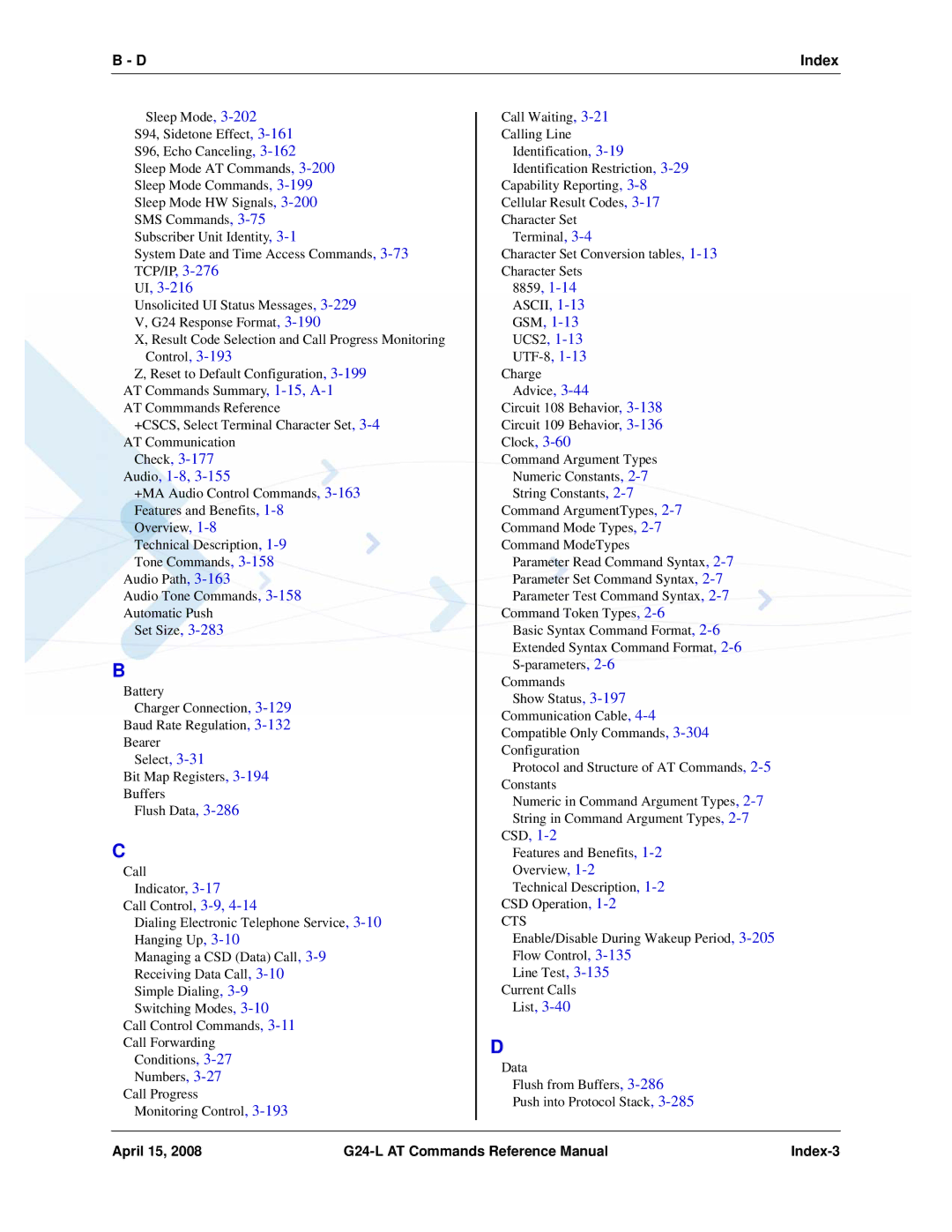 PIONEERPOS G24-LC manual Tcp/Ip, April 15 G24-L AT Commands Reference Manual Index-3 